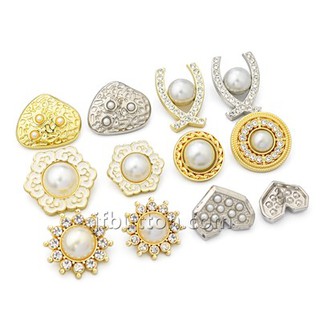 मोती के साथ कस्टम गोल्ड टांग बटन